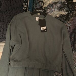 90 degree by reflex // scuba rib harbor pullover crew & crop slit hem pant